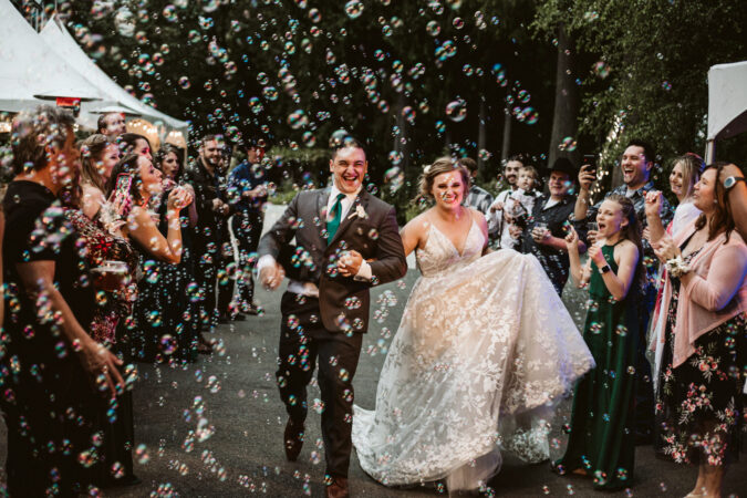 Snohomish Wedding Venue The Lookout Lodge Bride Groom Bridesmaid Groomsmen Woodland Wedding Venue with Mountain Views