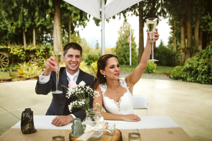Snohomish Wedding Venue The Lookout Lodge Bride Groom Bridesmaid Groomsmen Woodland Wedding Venue with Mountain Views